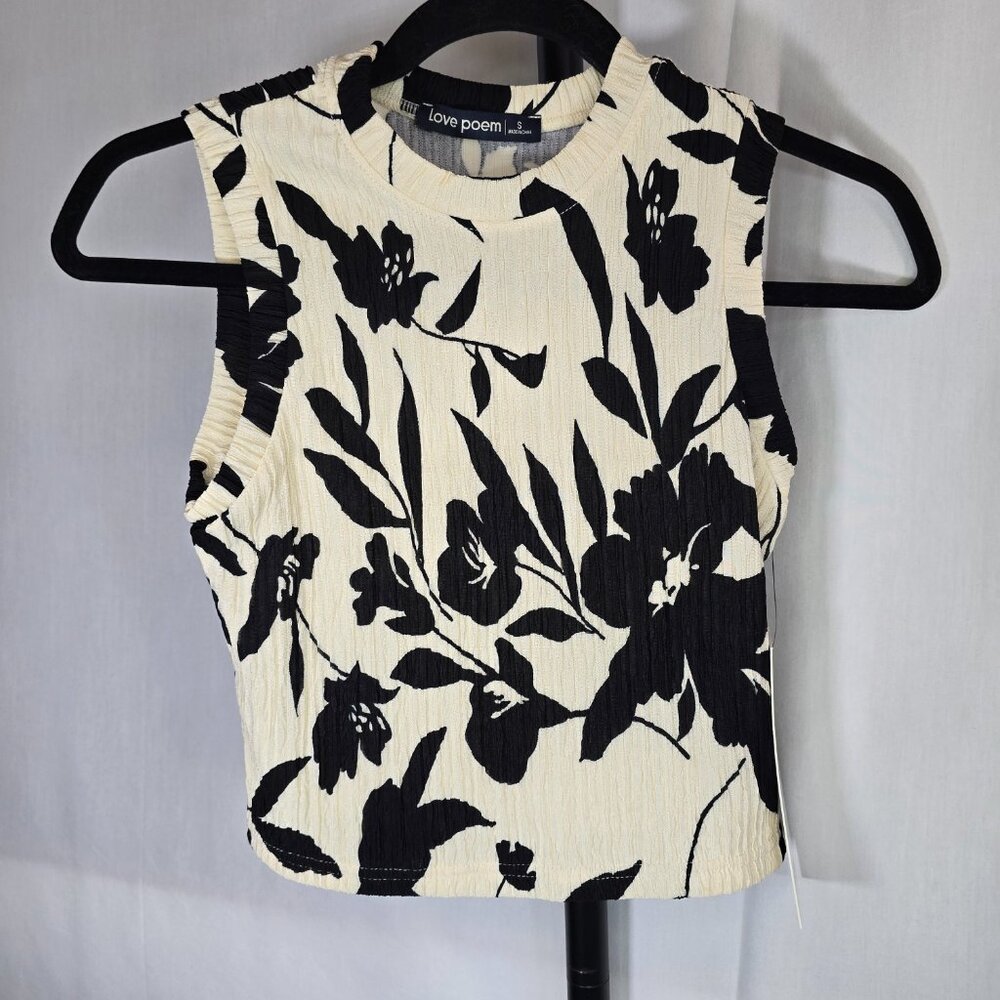 Love Poem Black & Cream Floral Sleeveless Top and Wide Leg Pants Set - Picture 4 of 5